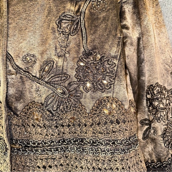 Flashback Vintage Jacket Women's Large Floral Embroidered‎ Crochet Beaded Coat - Picture 8 of 11